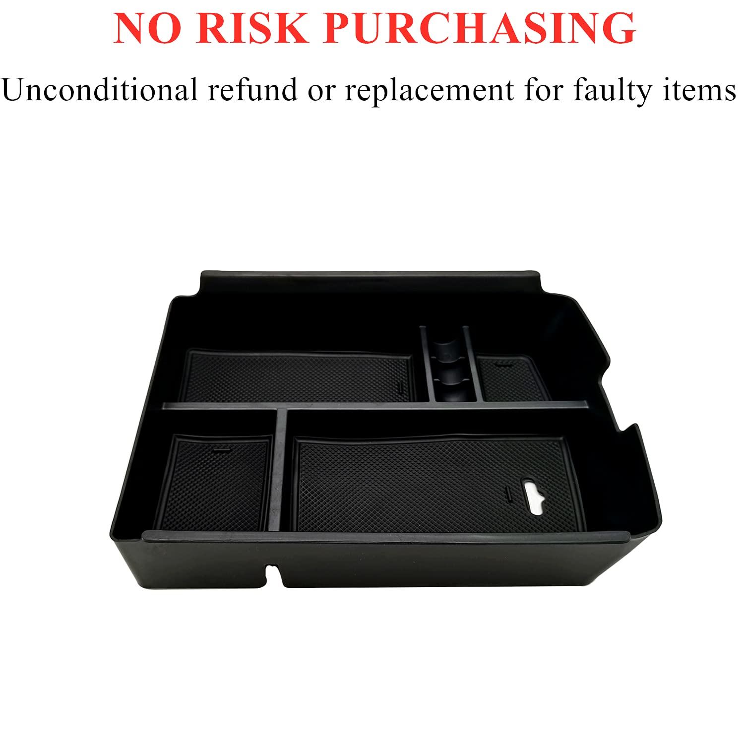 EVTIME product box with included console tray and four non-slip mats for easy setup