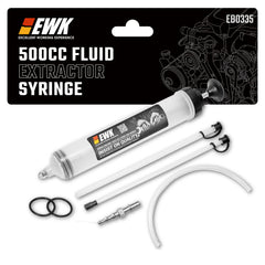EWK 500cc extractor front view shows compact pump and hose, offering clean transfers