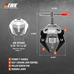 EWK close-up of self-locking jaws gripping part for secure hold