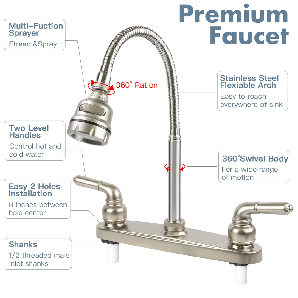 EXCELFU faucet installed in RV kitchen showing tidy fit and utility