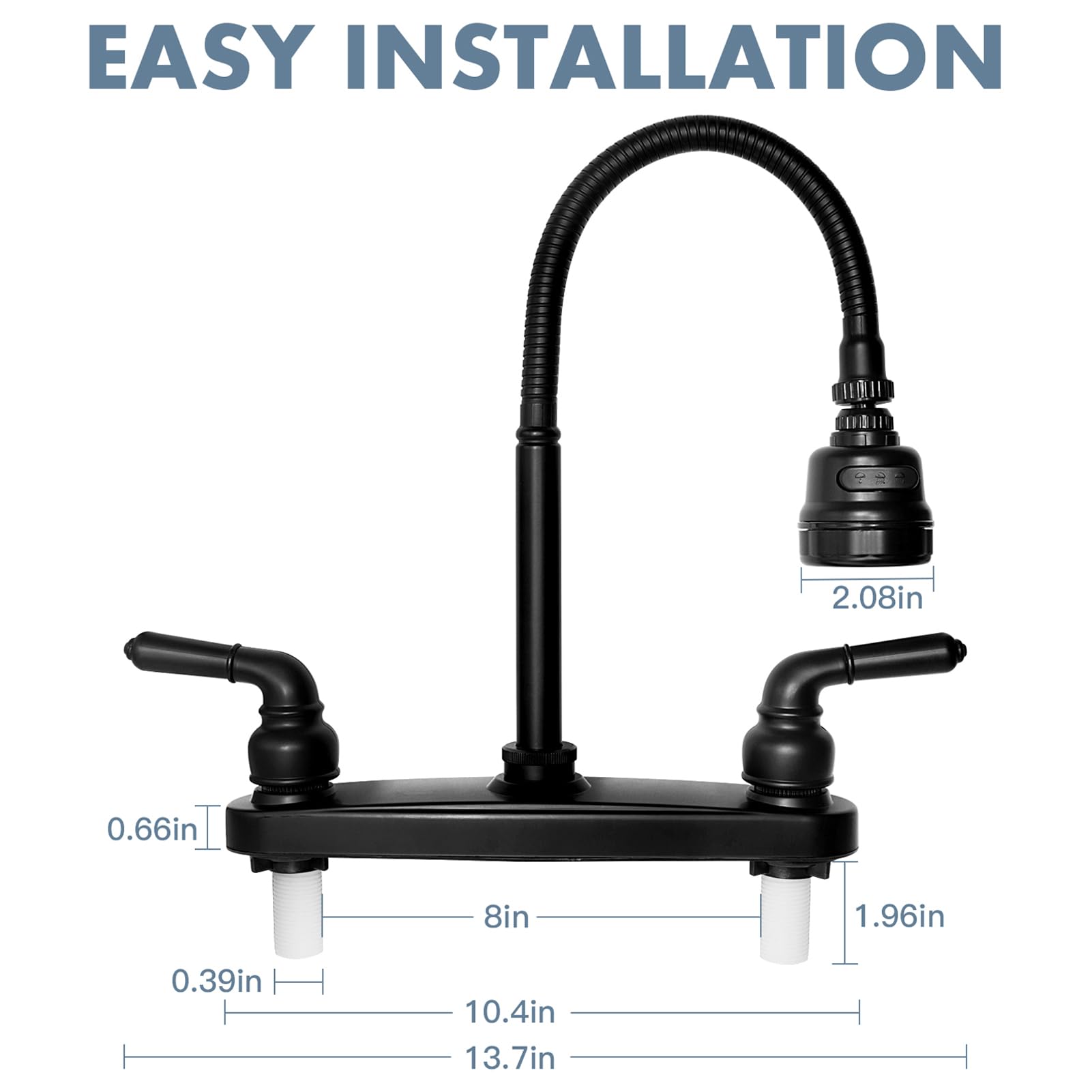 EXCELFU faucet beside sink for scale, showing space-saving fit
