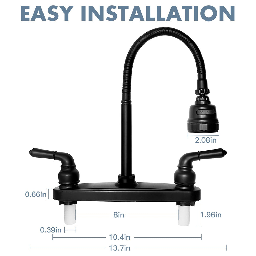 EXCELFU faucet beside sink for scale, showing space-saving fit
