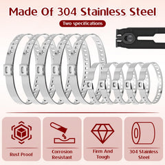 Exclaith clamps array displaying five small and five large stainless-steel clamps for versatile sizing