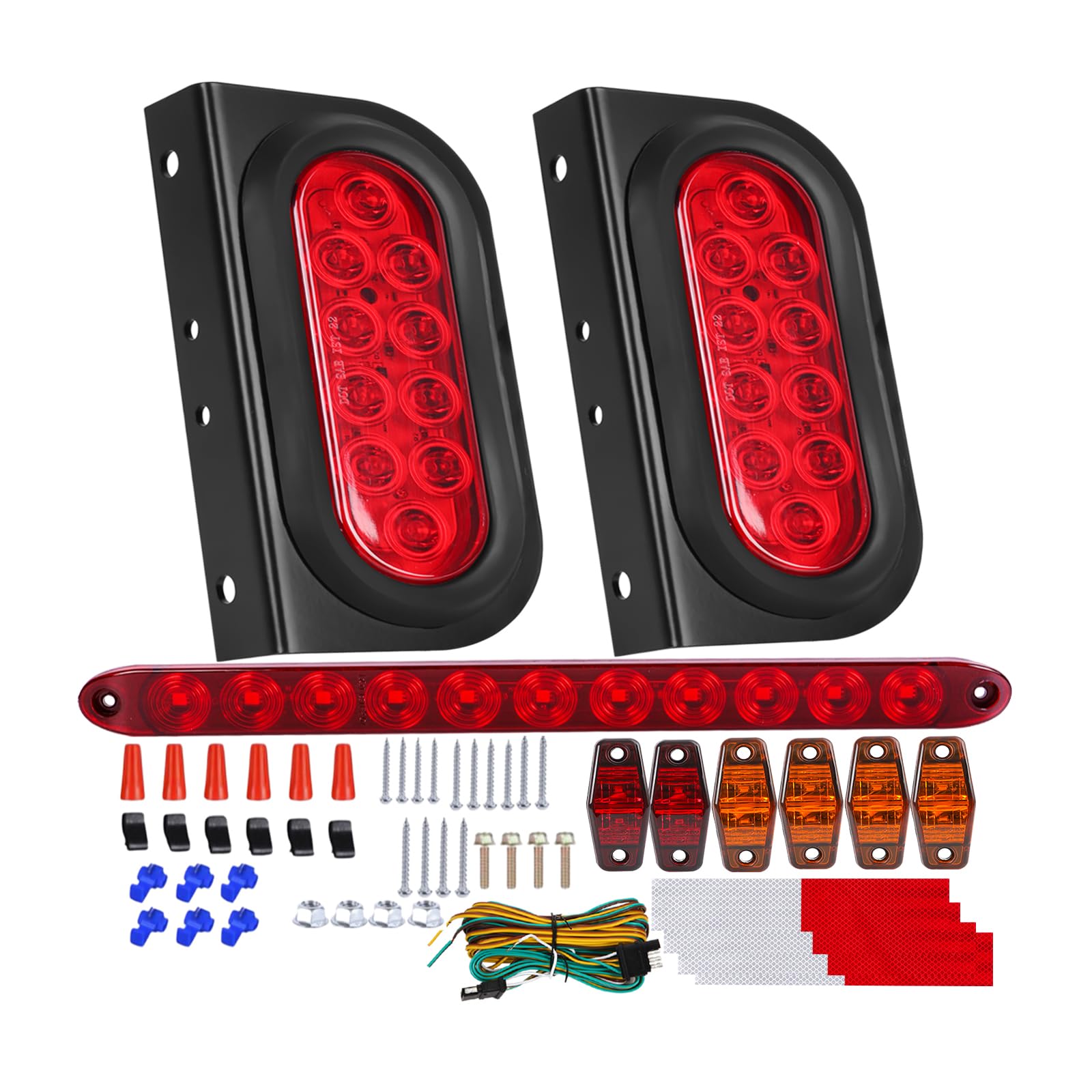 EXERAUO front view of oval LED trailer light showing lens and bracket, durable visibility