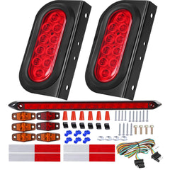 EXERAUO front view of 6-inch oval LED tail light kit showing complete contents and benefit