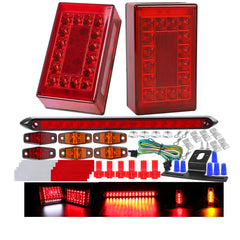 EXERAUO front rectangular tail lights showing bright LEDs and durable housing benefit visibility