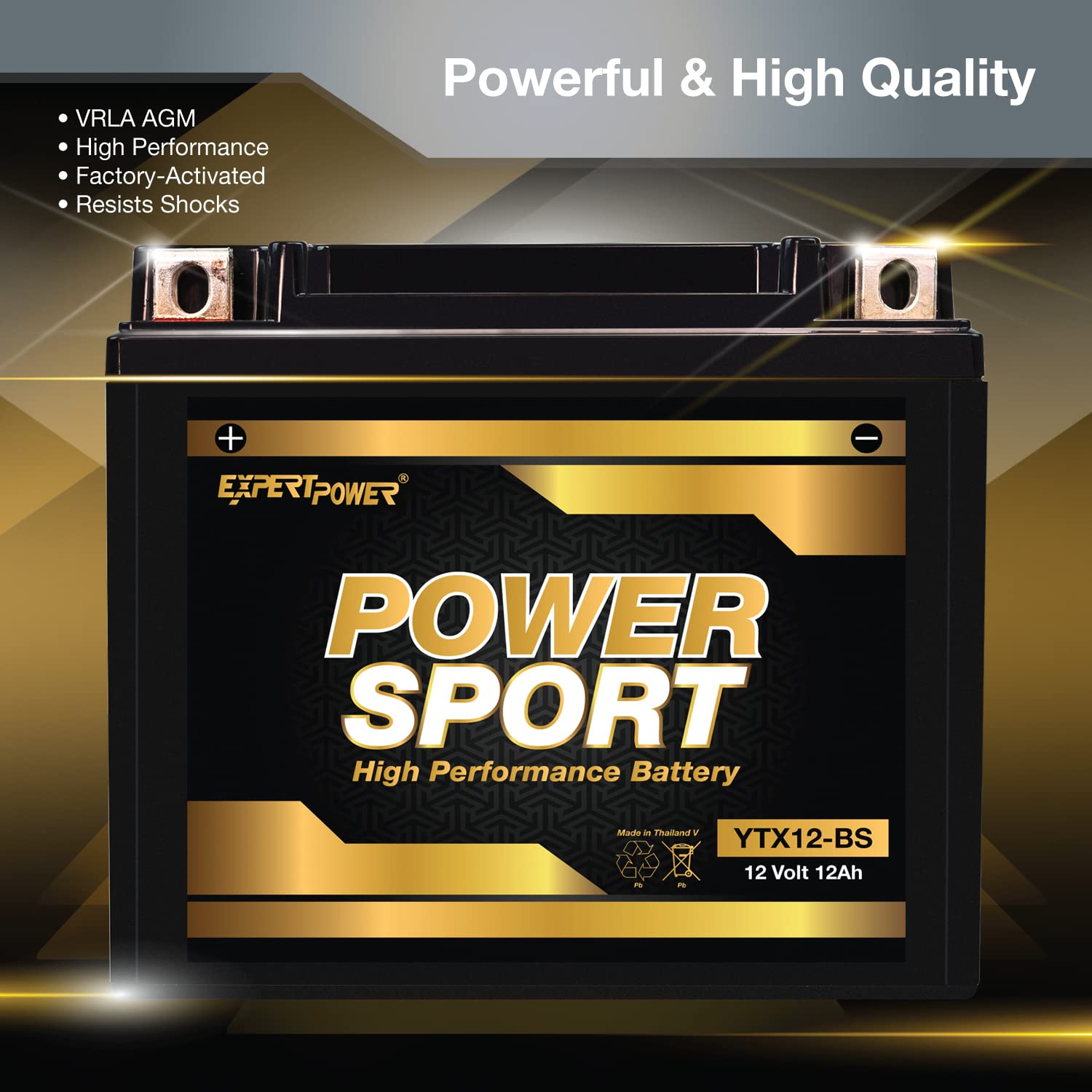 ExpertPower battery beside ruler demonstrating compact dimensions and fitment