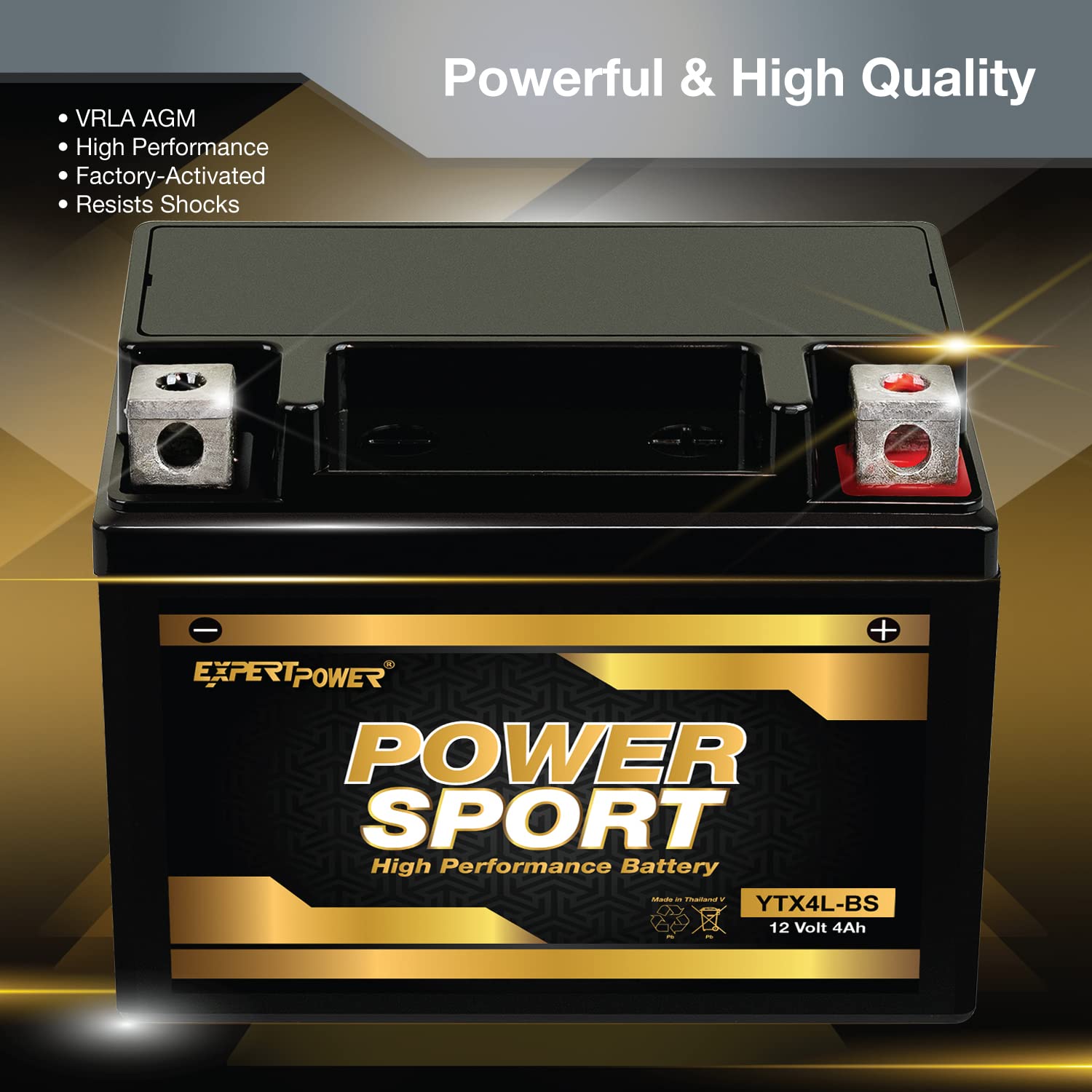 ExpertPower AGM mat construction close-up highlighting sealed, vibration-resistant design