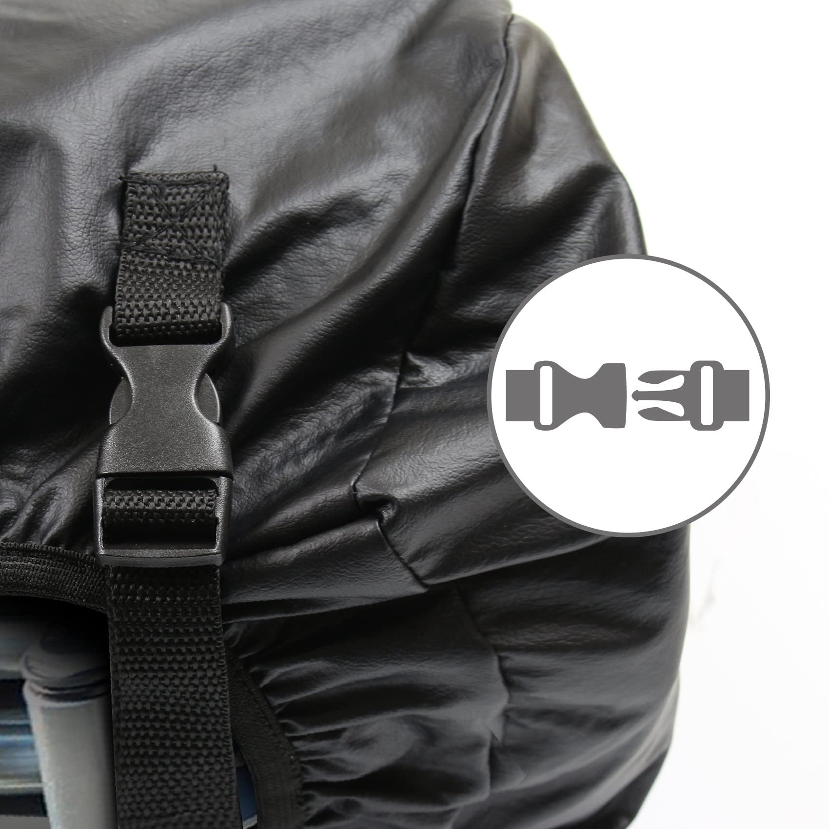 Explore Land quick-clip buckle detail securing cover for stable driving