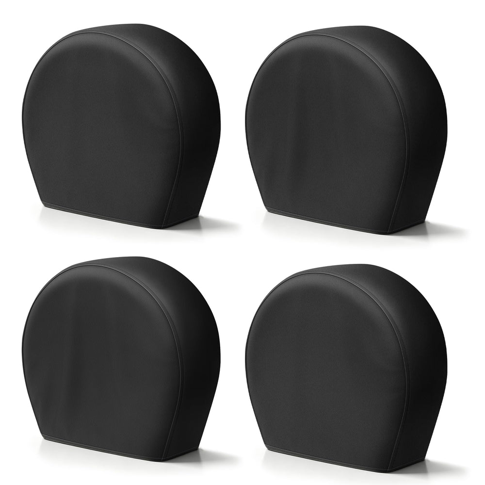 Explore Land front view of four black tire covers showing fit and finish benefit