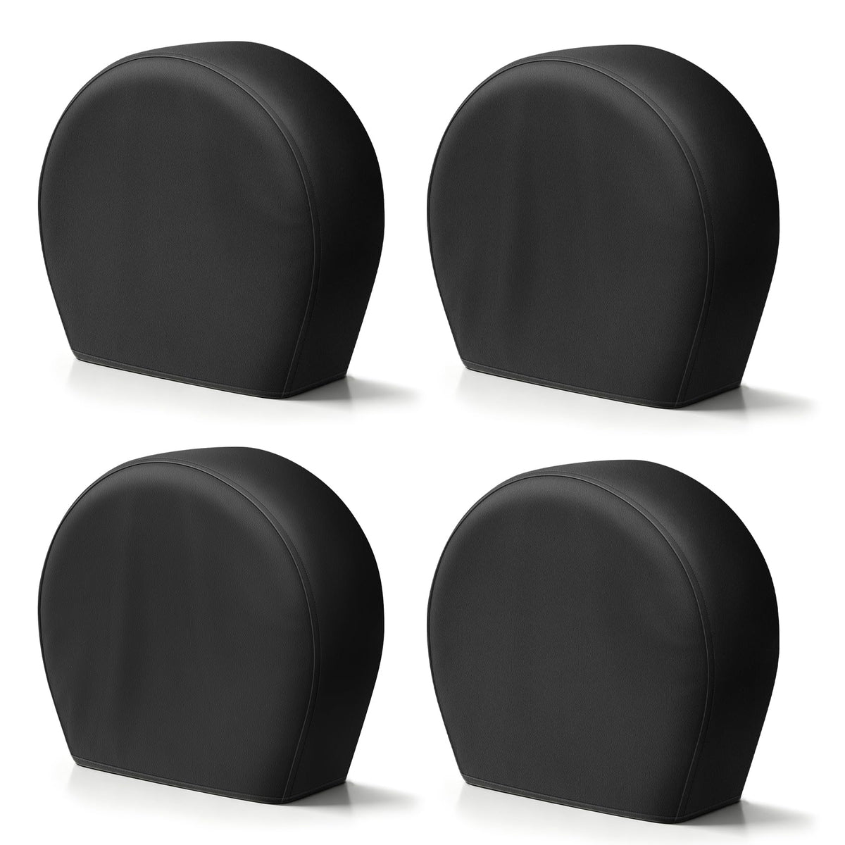 Explore Land front view of four black tire covers showing fit and finish benefit