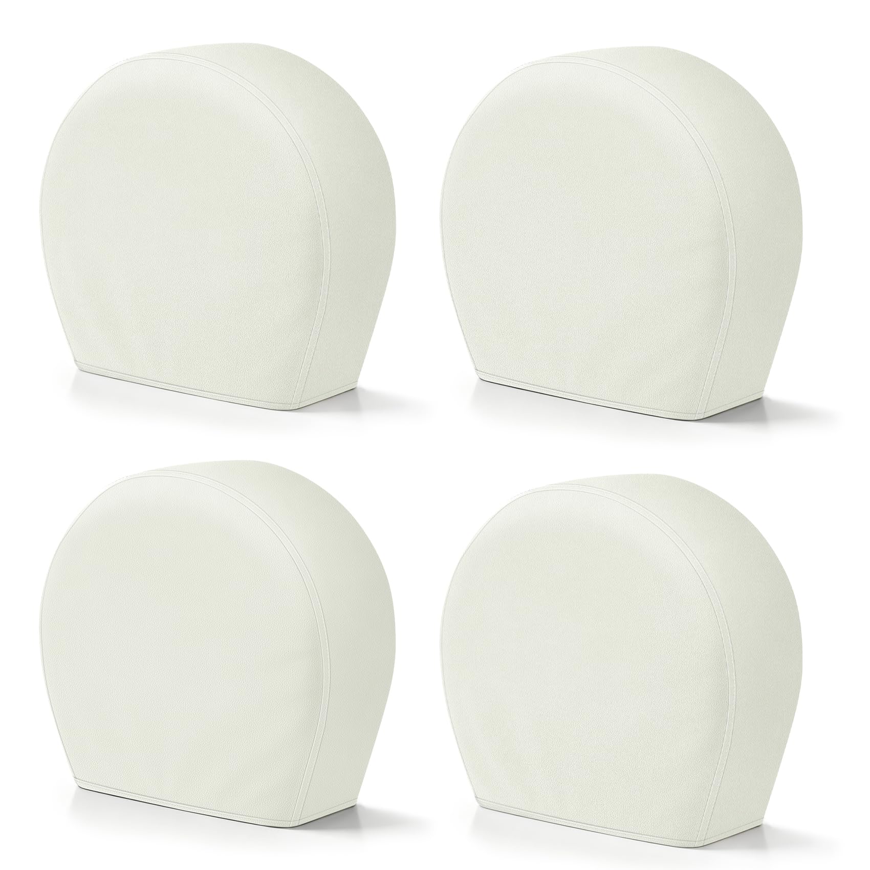 Explore Land front view of four off-white tire covers showing full coverage benefit