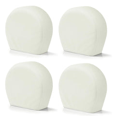 Explore Land front view of four off-white tire covers showing full coverage benefit