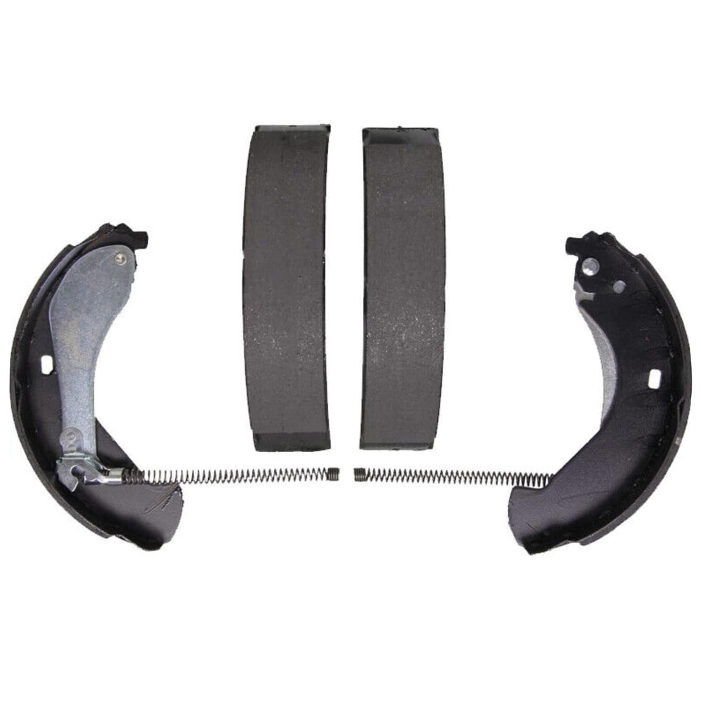 EXPPOWER front view of rear brake shoes showing complete set and fitment benefit