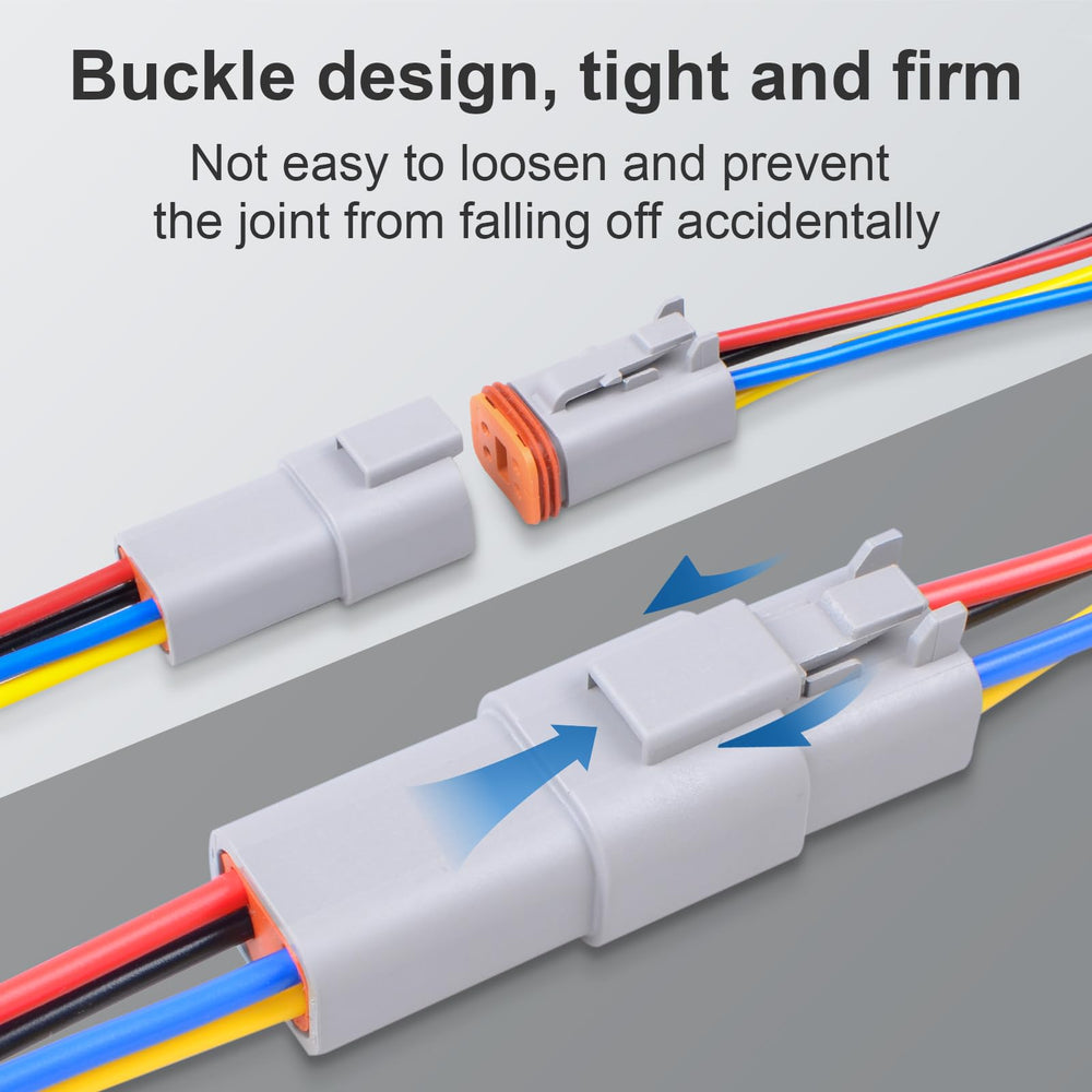 Exqutoo snap-on connector halves engaged showing reliable locking under vibration