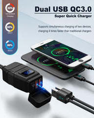 EXTRACTME charger mounted on handlebar demonstrating secure fit and easy access benefit
