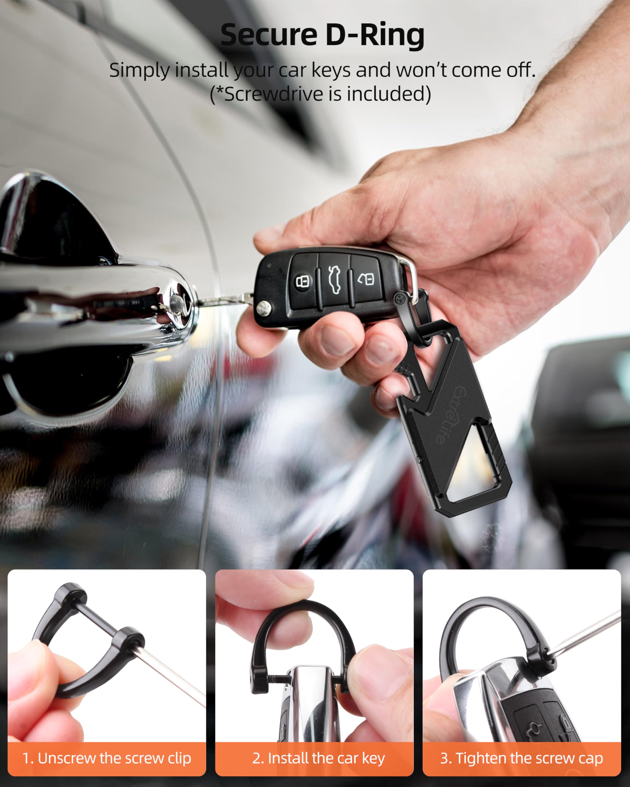 ExtreLife accessories laid out showing included key rings and tools