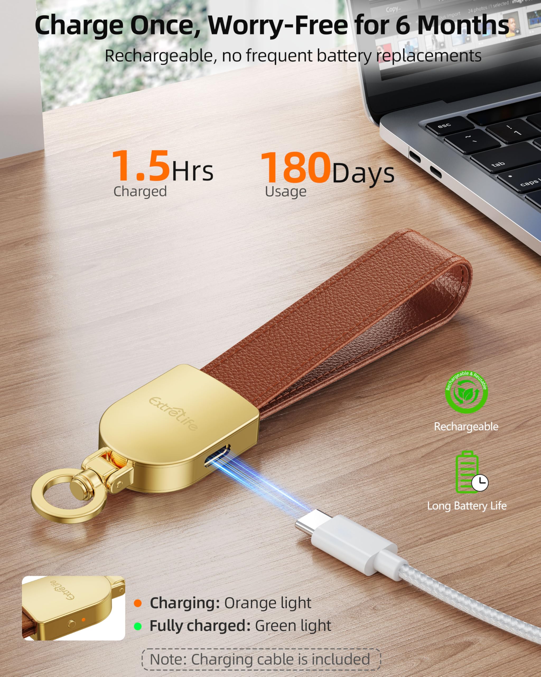 ExtreLife USB-C charging port with LED indicator showing easy recharging convenience