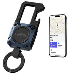 ExtreLife front view showing blue tracker and easy attachment benefit