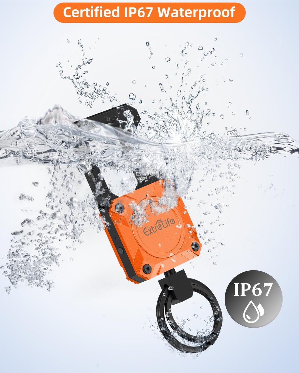 ExtreLife keychain USB recharge port detail highlighting rechargeable battery