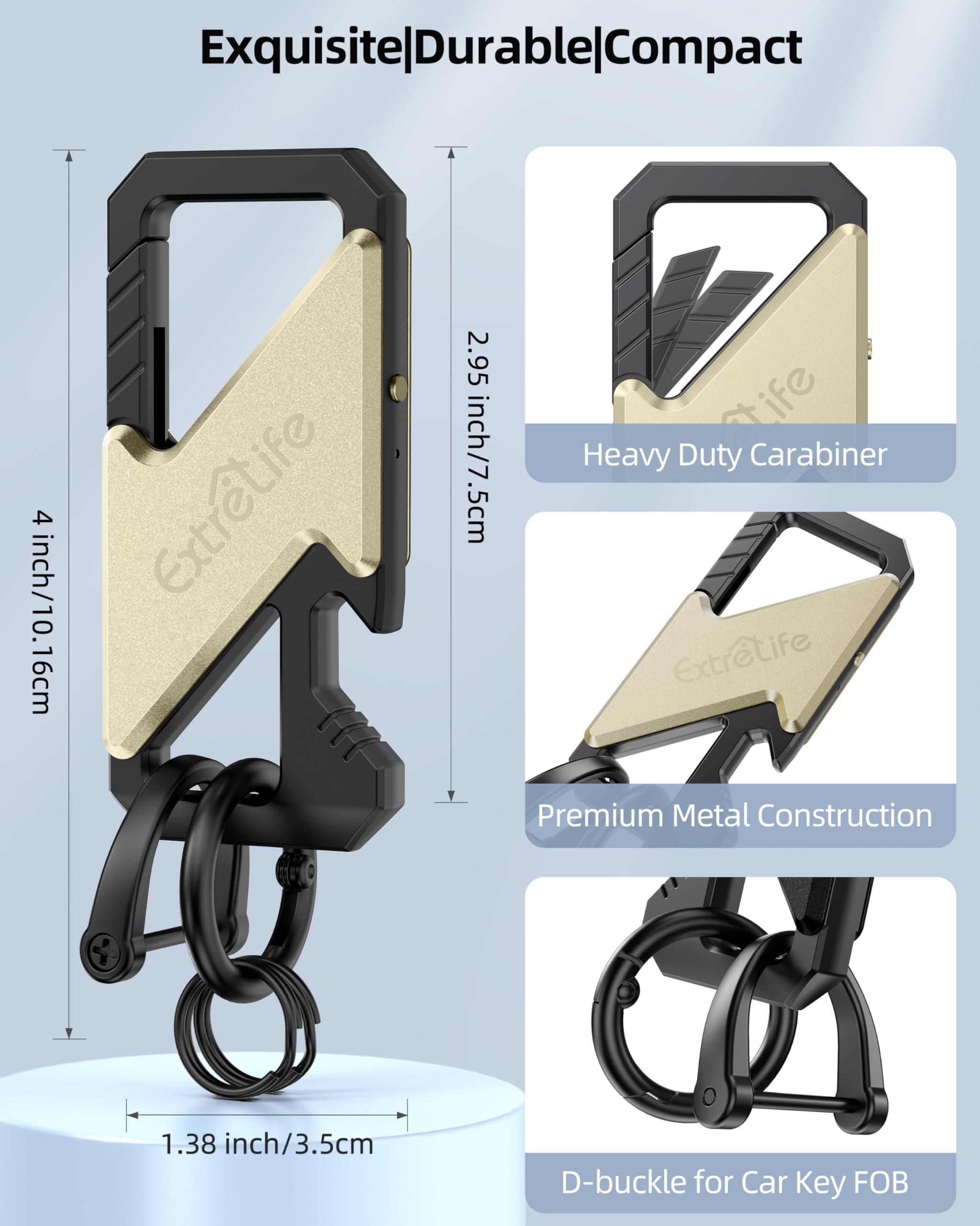 ExtreLife beside a house key for scale, compact size for pocket carry