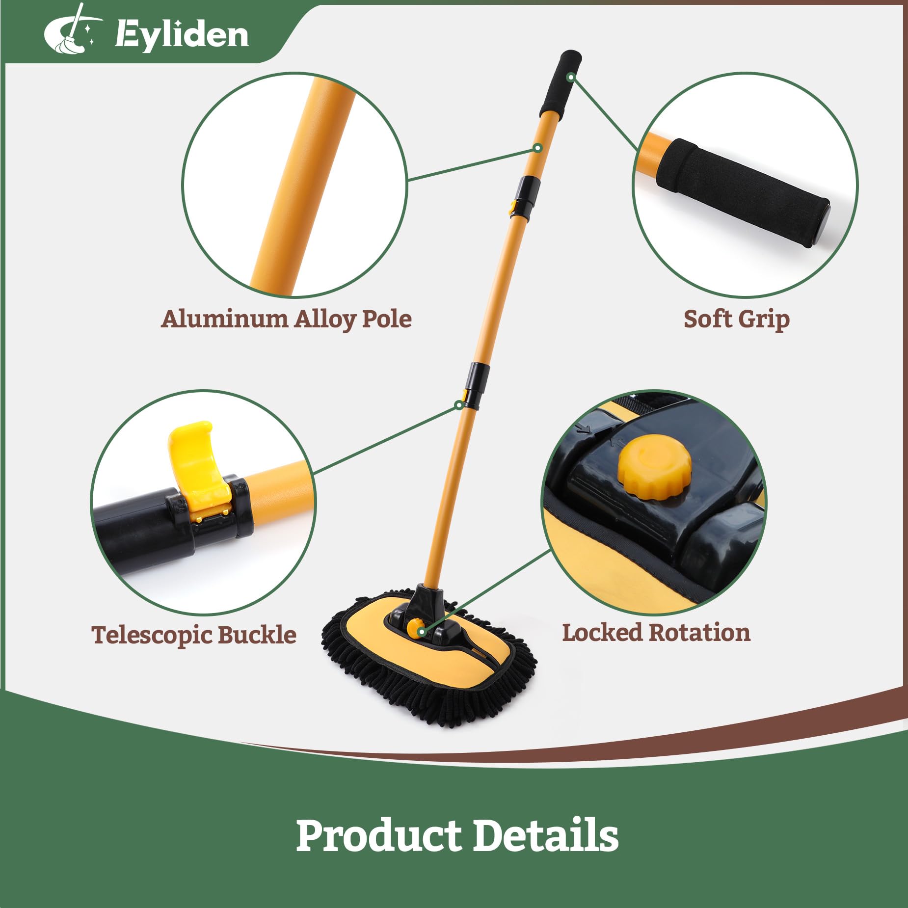 Eyliden microfiber mop heads ready for machine wash and quick reuse