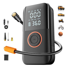Eyshwu front view of compact inflator showing sturdy housing and portability benefit