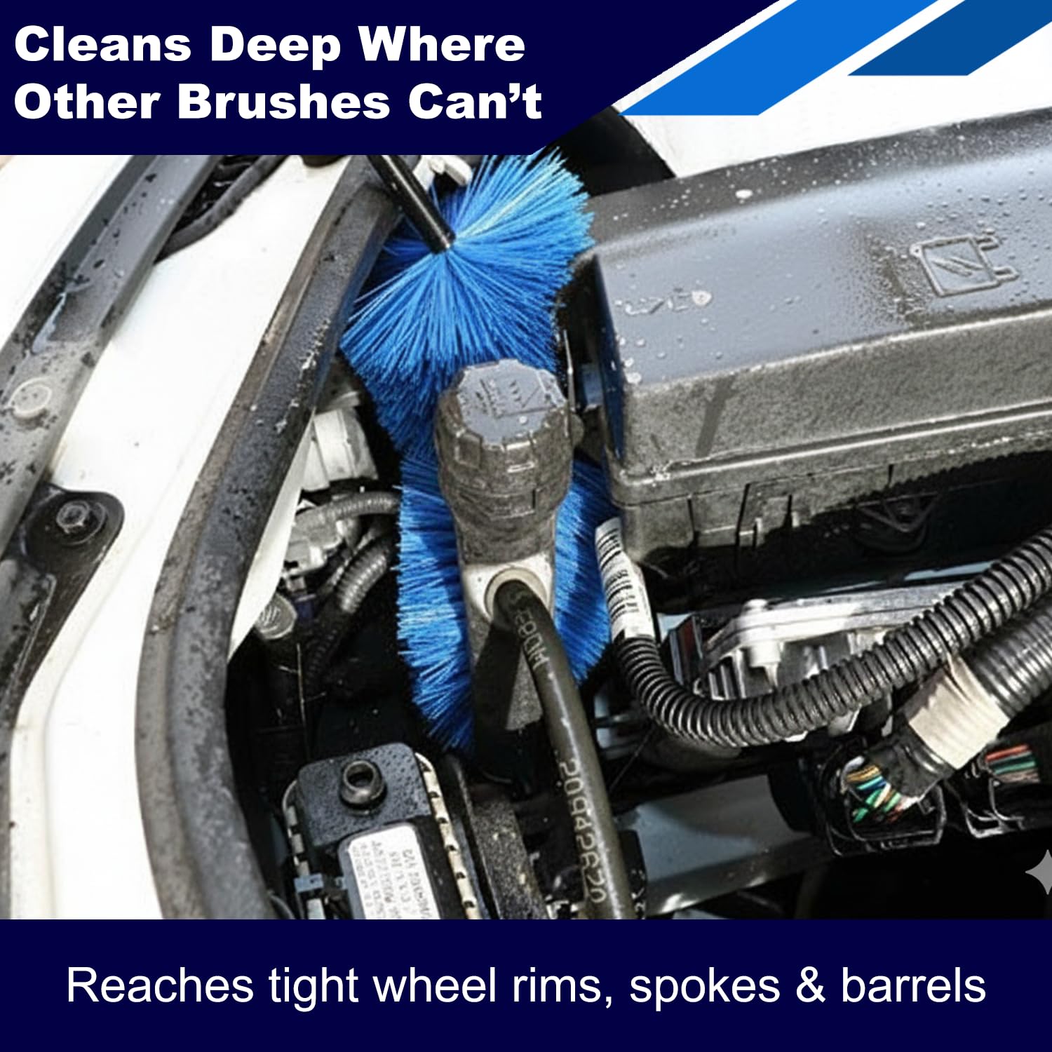EZ Detail brush shaft bent to demonstrate flexible reach and access