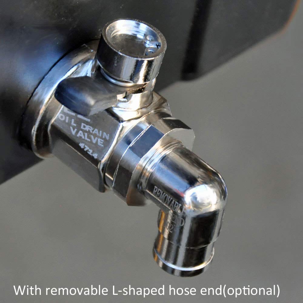 EZ Oil Drain Valve close-up on lever and double seal highlighting leak prevention