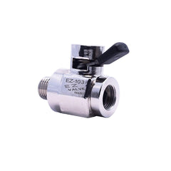 EZ Oil Drain Valve close-up lever detail illustrating quick quarter-turn control