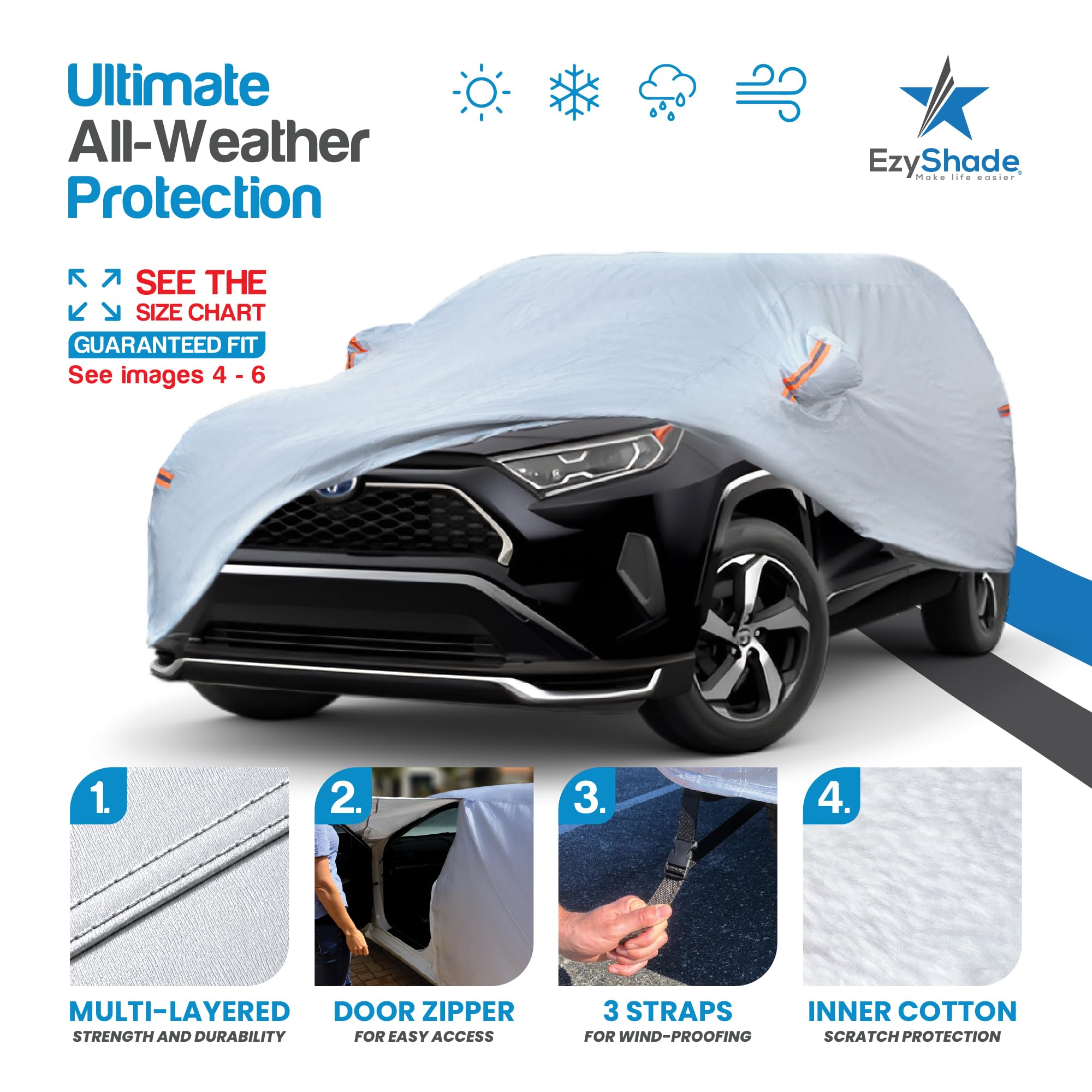 EzyShade fabric close-up highlighting weatherproof durability