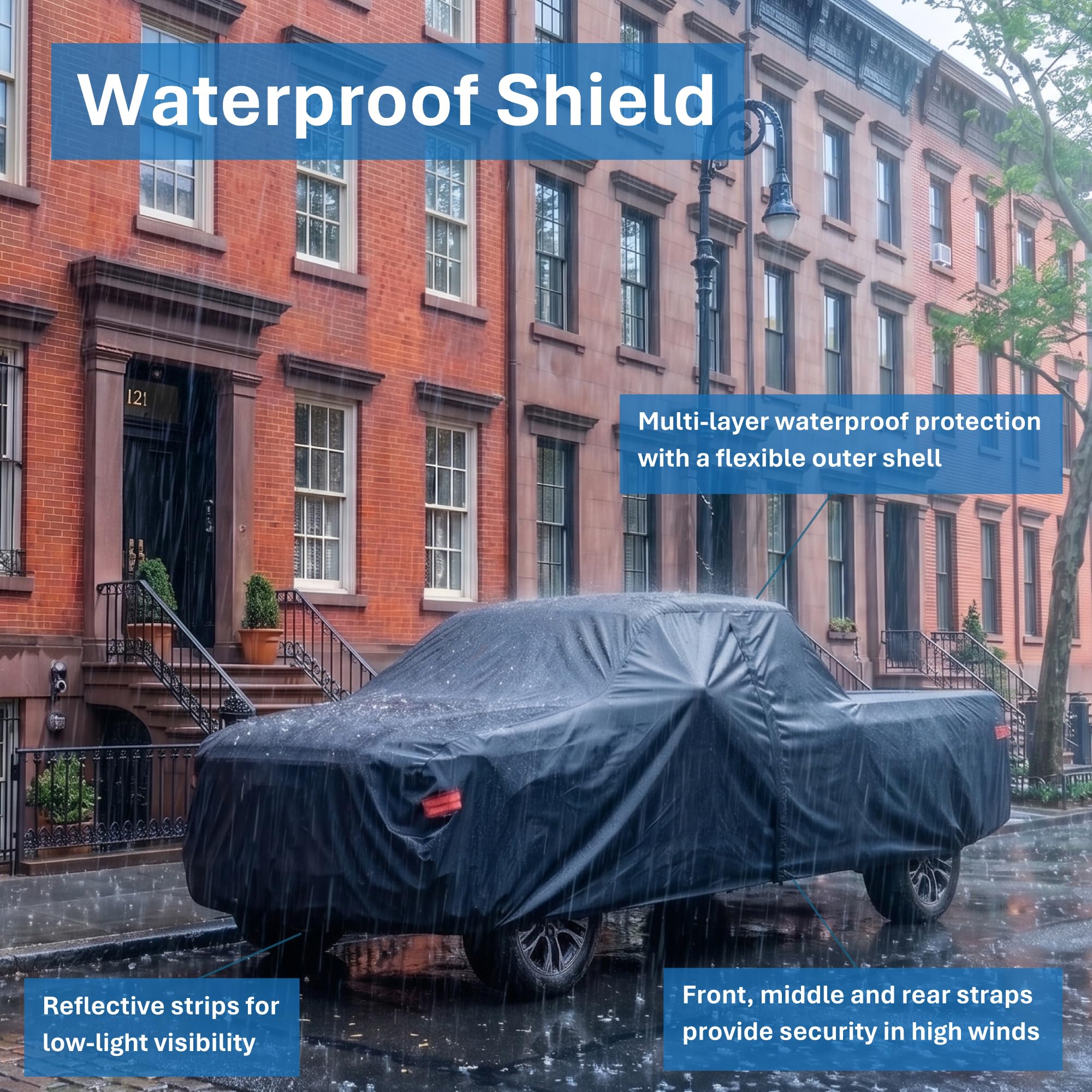 EzyShade lifestyle outdoor parked truck showing all-weather protection and neat fit