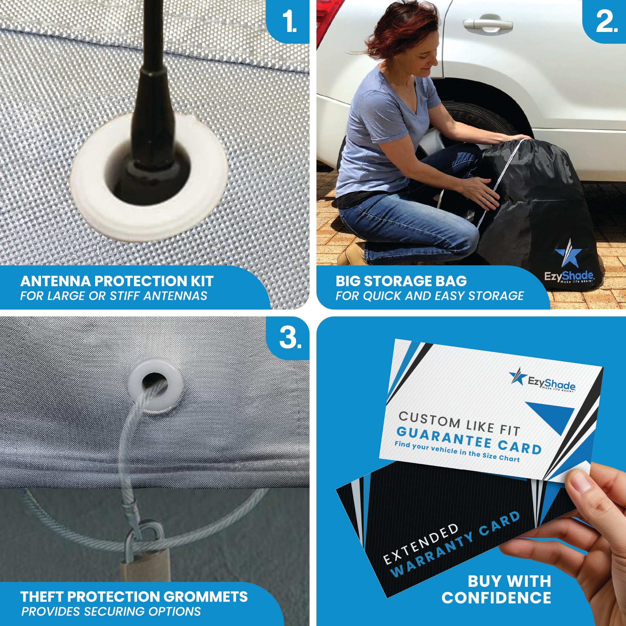 EzyShade side door zipper for quick access and convenience