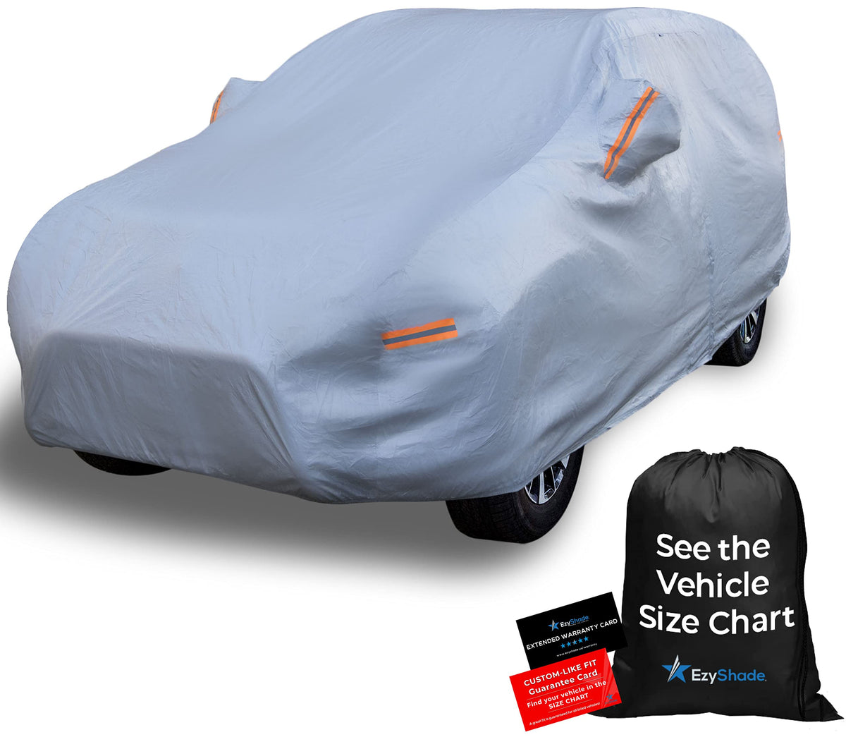 EzyShade front view packaging showing cover and fit benefits