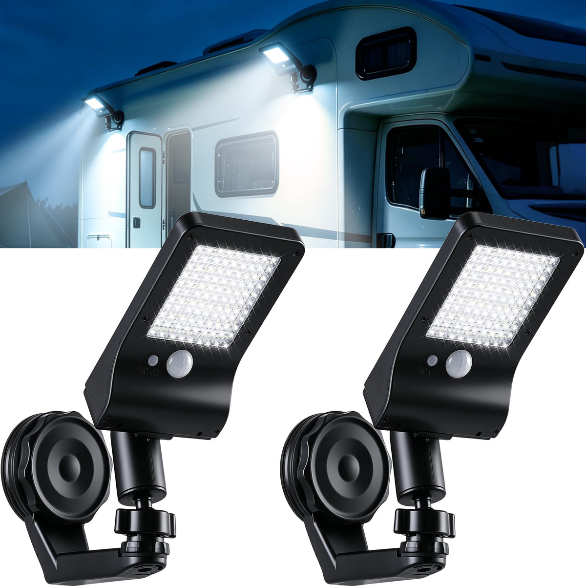 FabStyl front view mounted on RV providing instant no-drill lighting