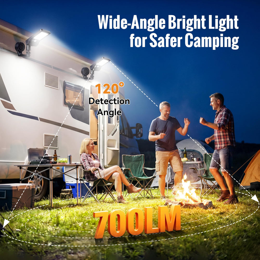FabStyl swiveling light head aimed to brighten RV entry and steps