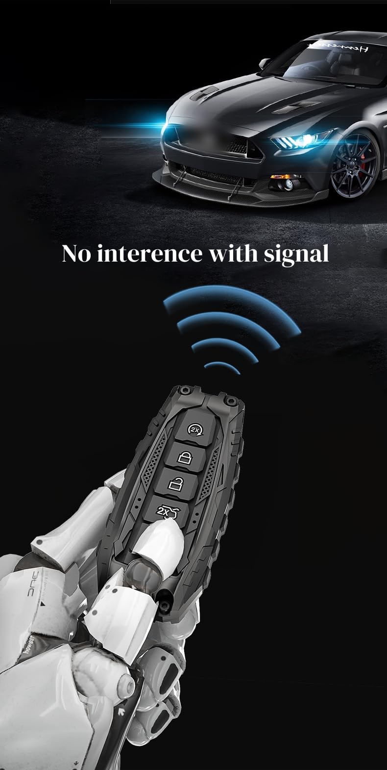 facaizhu installed on Ford key fob demonstrating signal-friendly fit