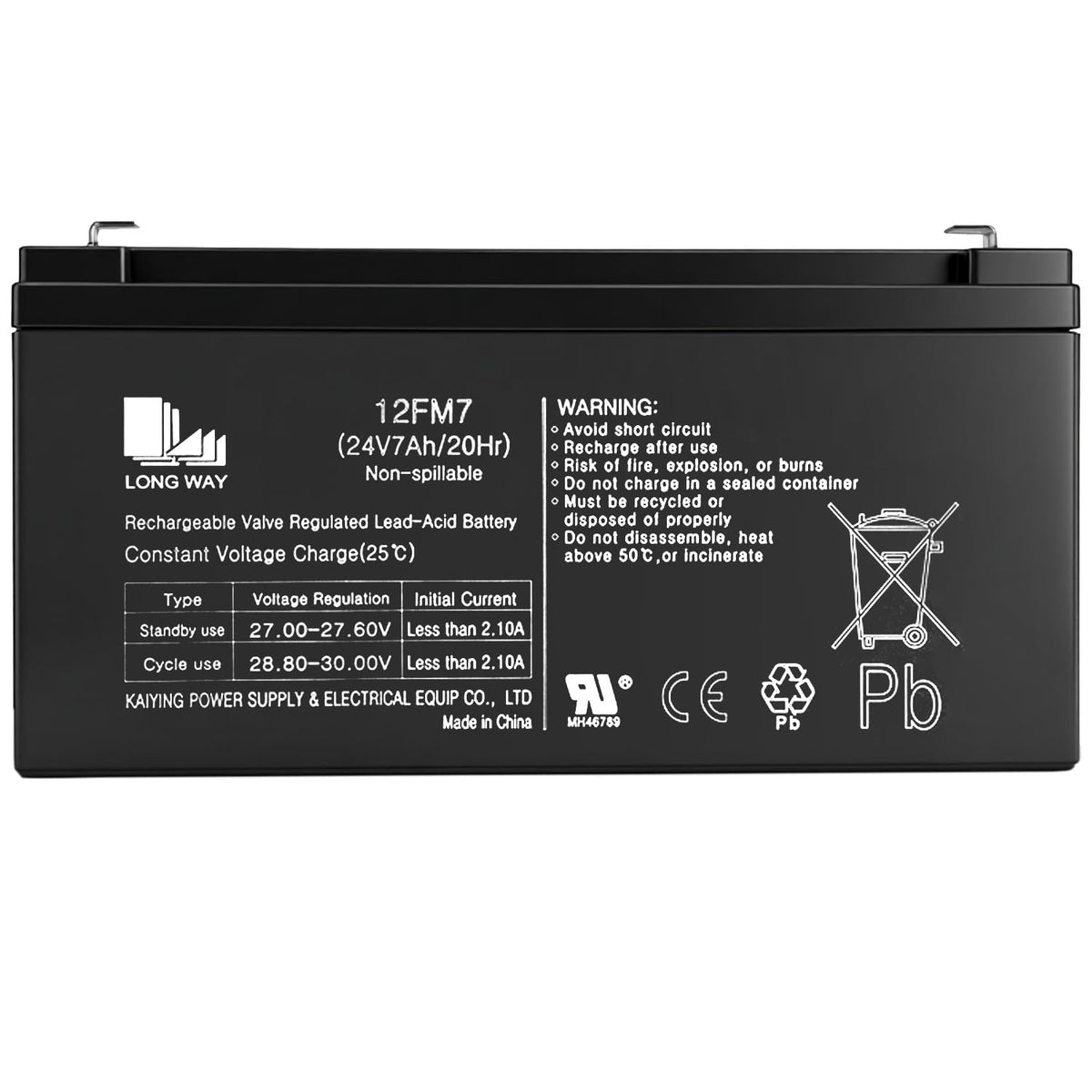 FACJOYMOOU front-facing 24V 7Ah battery showing terminals and casing for reliable replacement