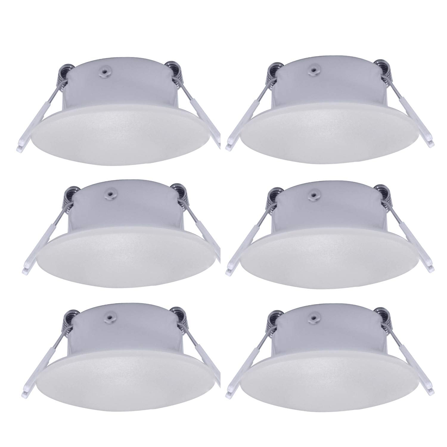 Facon front packaging showing six puck lights and benefits of low power
