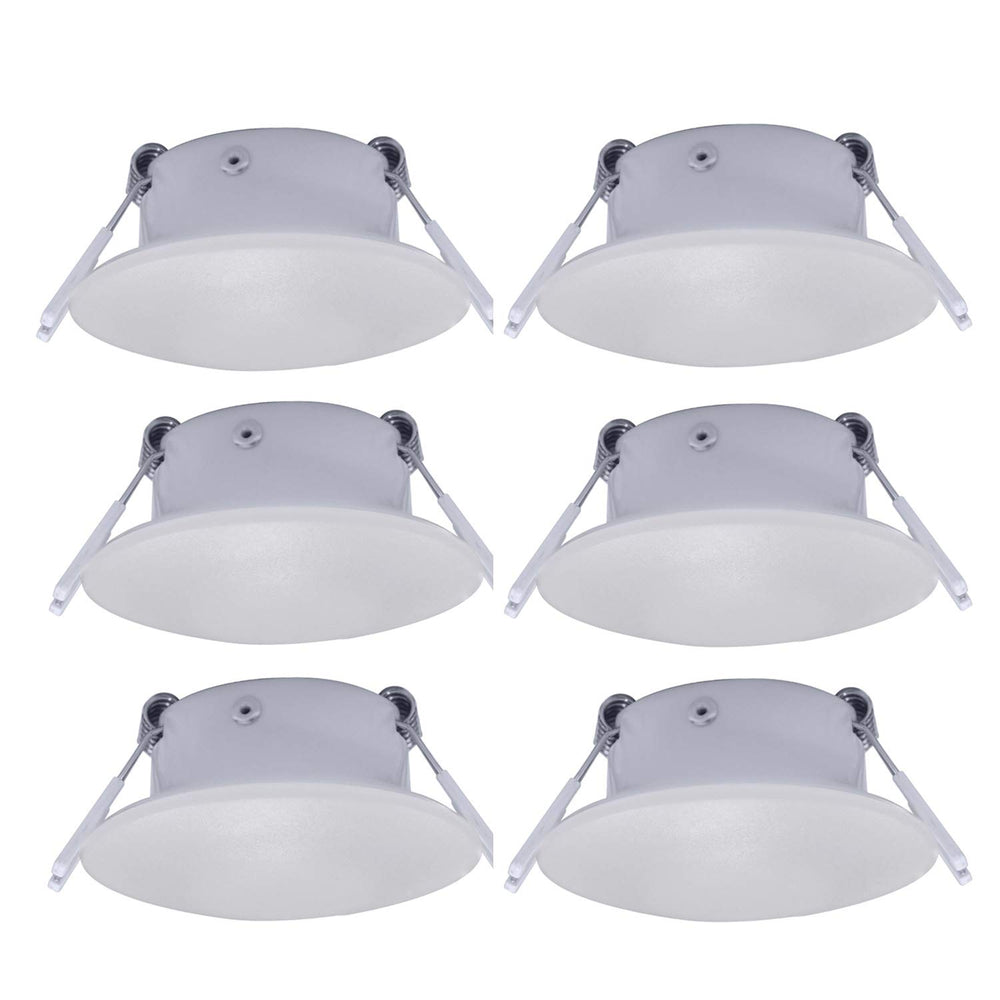 Facon front packaging showing six puck lights and benefits of low power