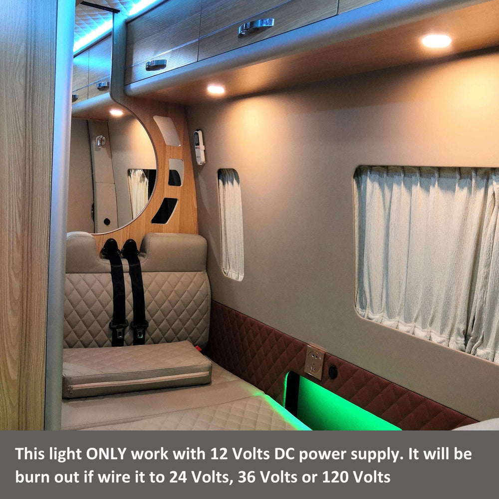 Facon under-cabinet puck lighting in galley demonstrating task lighting benefit