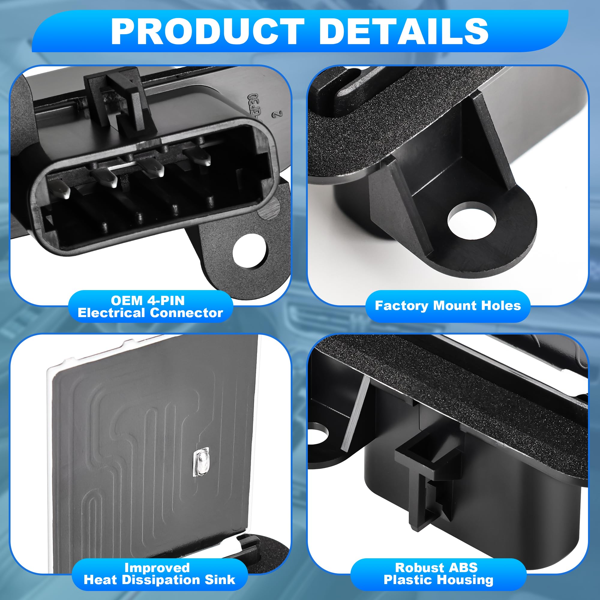 FAERSI resistor installed on passenger side HVAC housing showing easy access and fitment