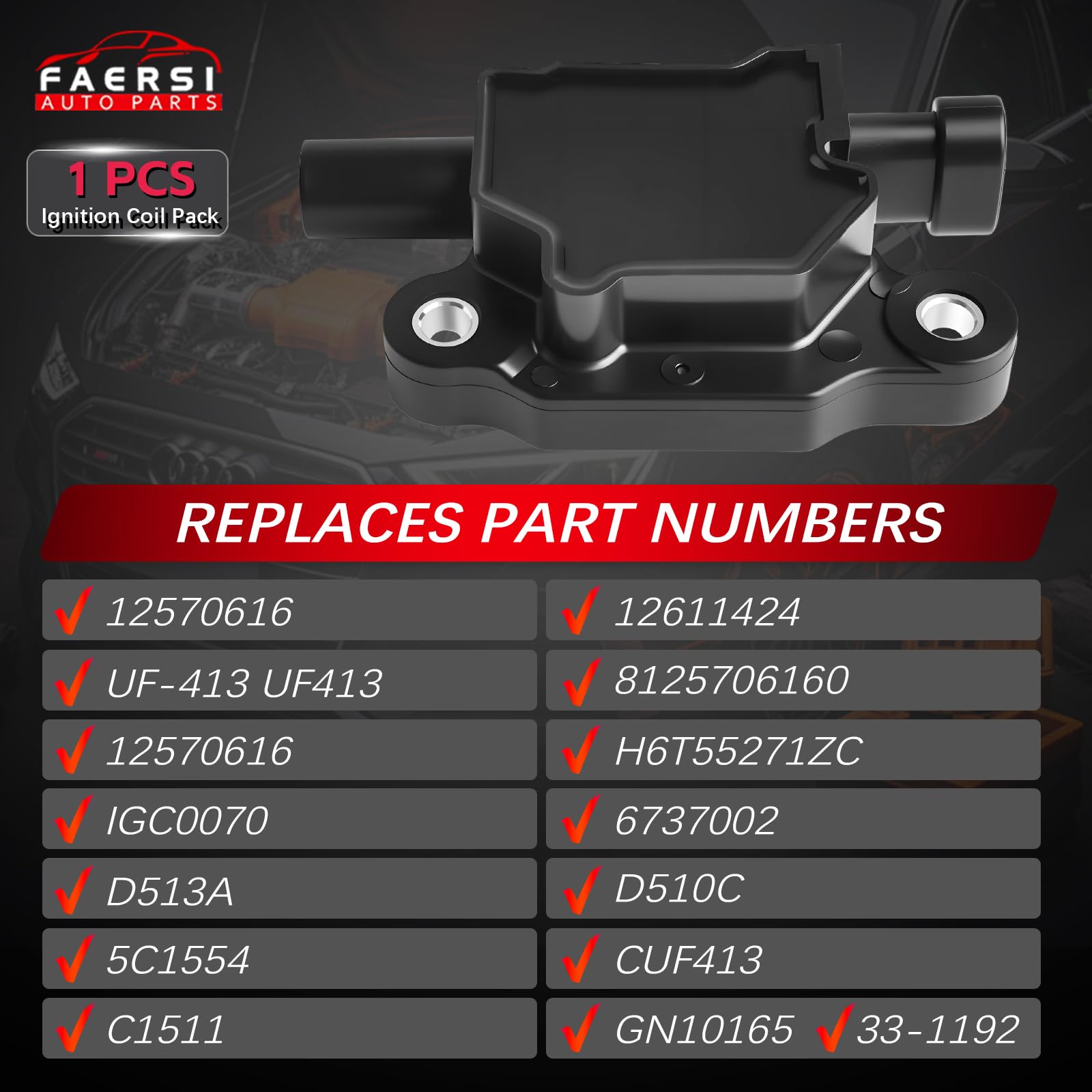 FAERSI UF413 packaging and label confirming OEM cross-reference and part number