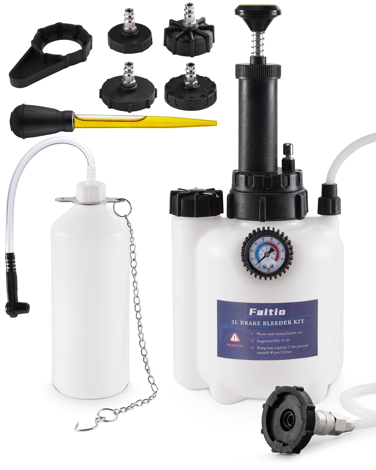 FAITIO front packaging showing kit components and quick identification benefit