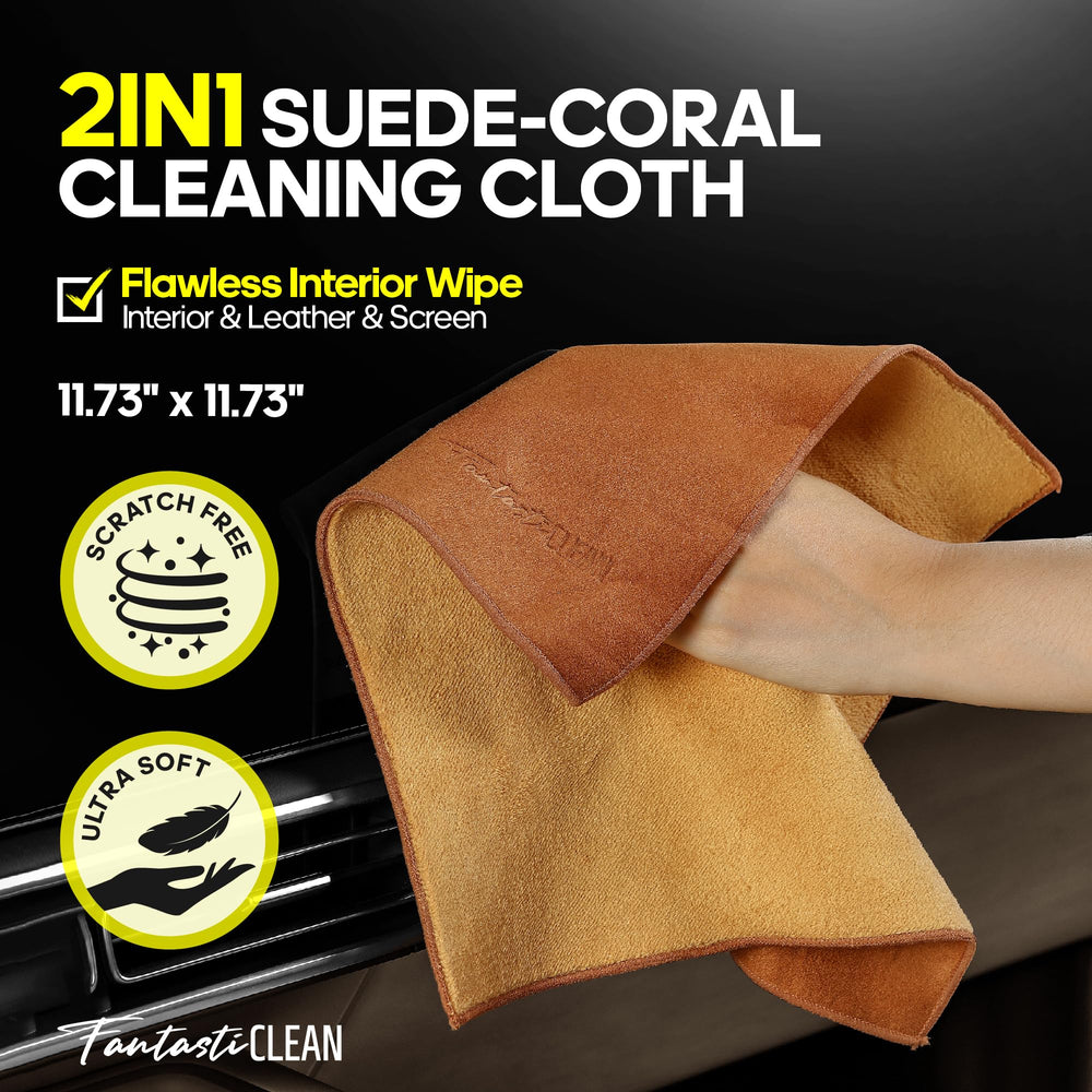 Fantasticlean product label and packaging that communicates included brushes and towels