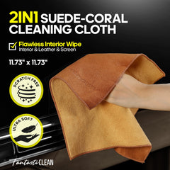 Fantasticlean product label and packaging that communicates included brushes and towels
