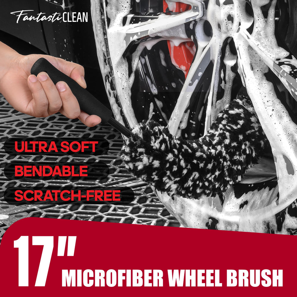 Fantasticlean microfiber bendable brush close-up flexing to reach spokes