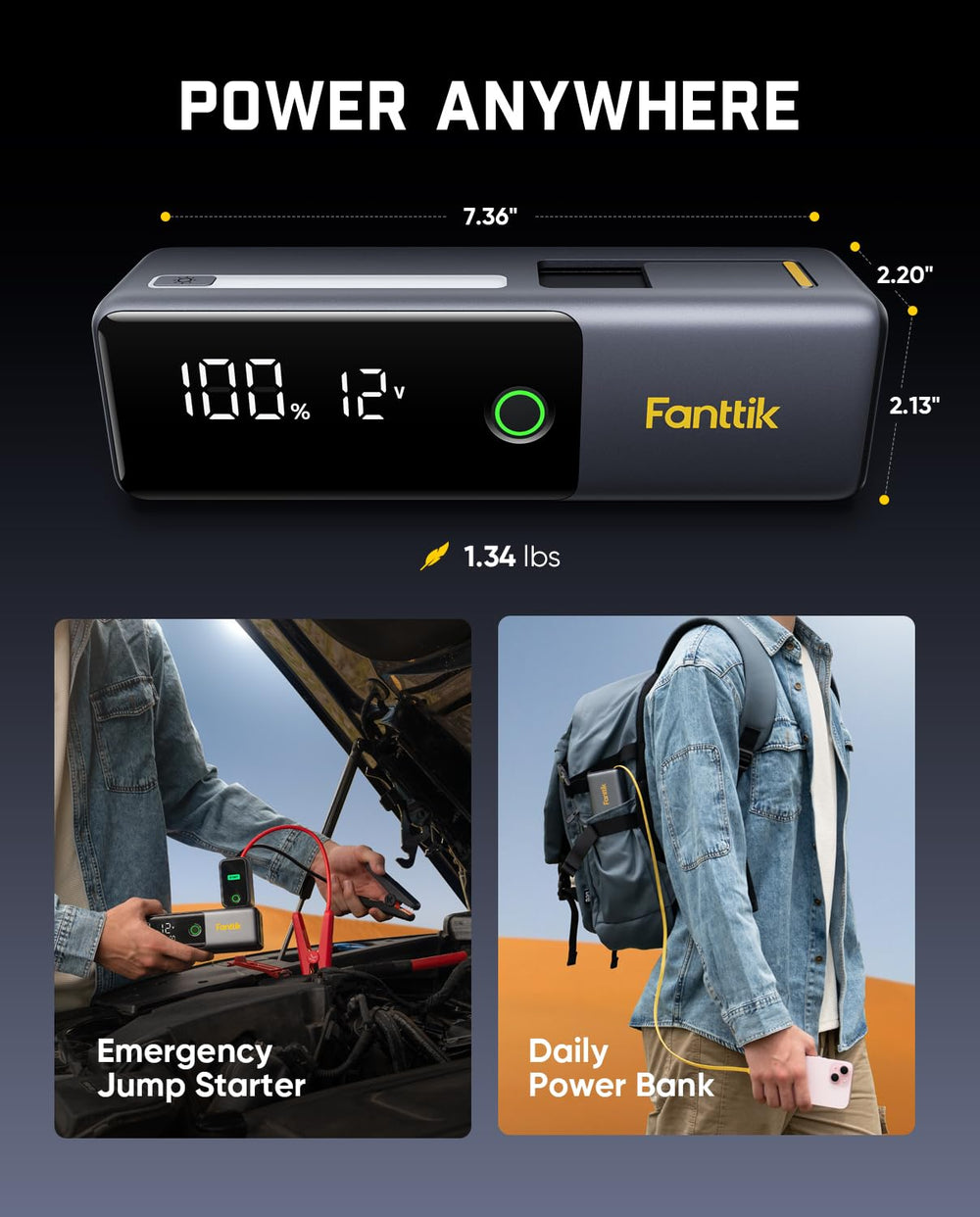 Fanttik Potent T10 display closeup showing voltage and battery status for confidence