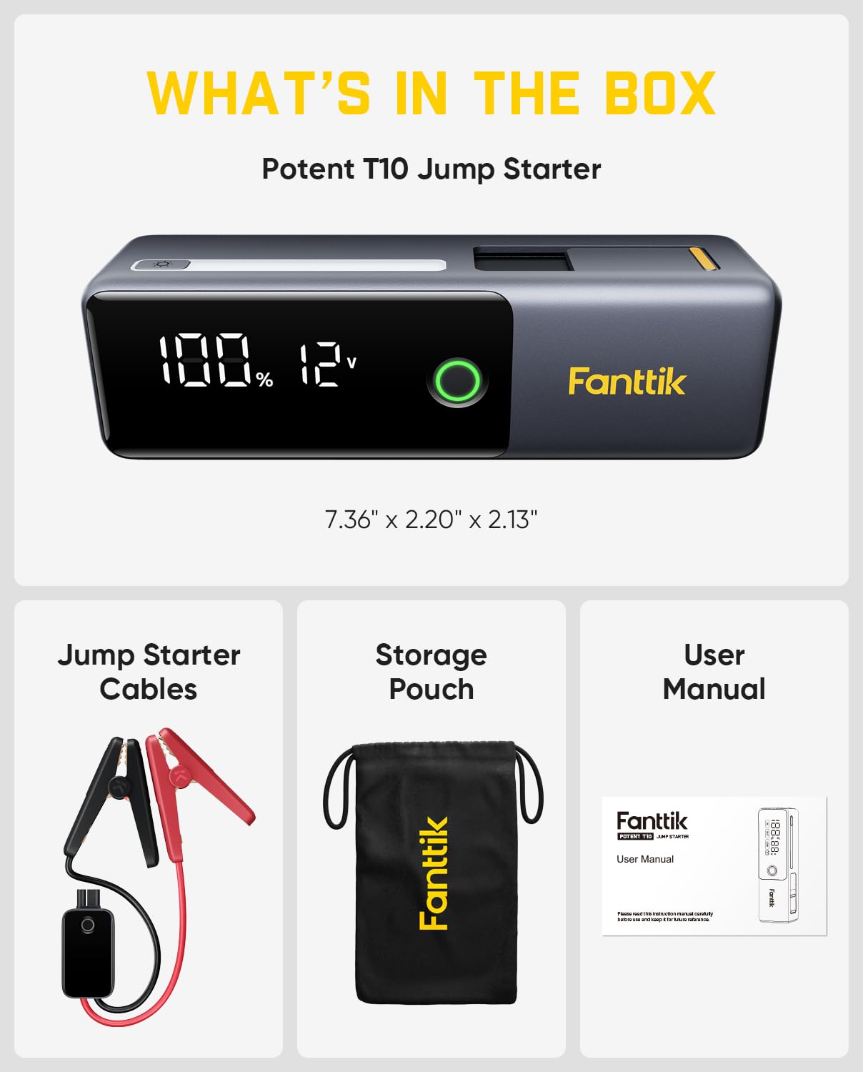 Fanttik Potent T10 used roadside at night showing emergency lighting and readiness