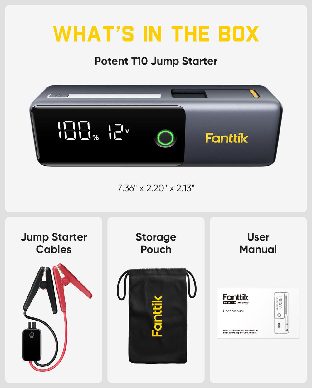 Fanttik Potent T10 used roadside at night showing emergency lighting and readiness